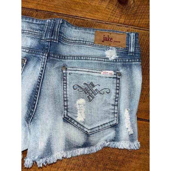 Junior Girls Jake Jeans Allie Cut Off Denim Jean Distressed Shorts Size 11 - Picture 8 of 10